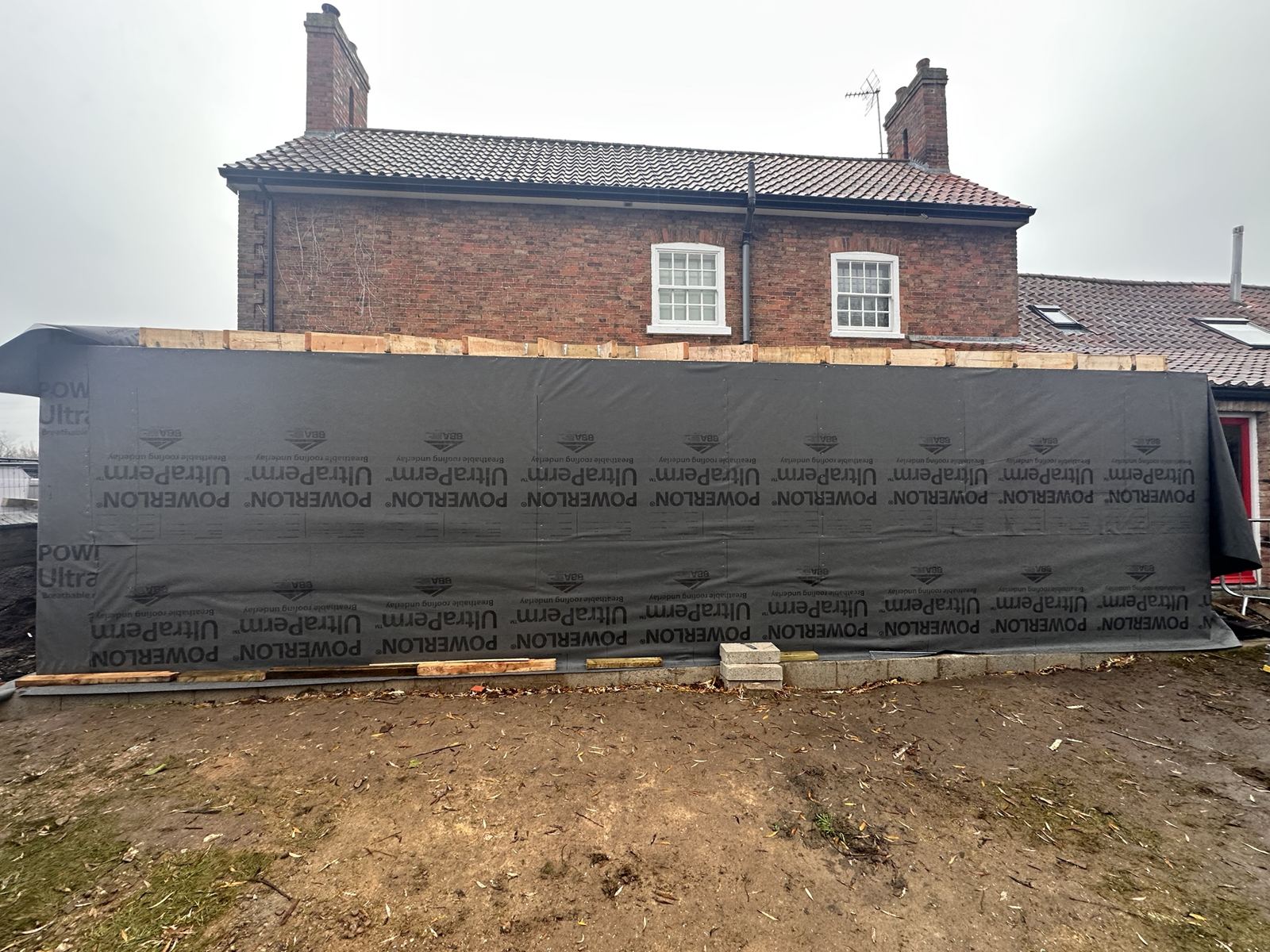 Timber frame, wrapped and weathertight